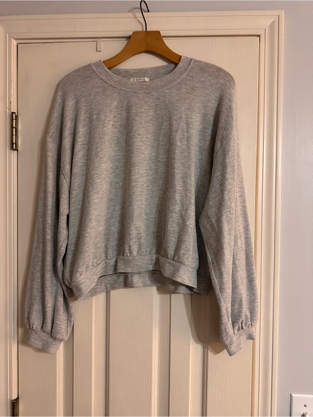 Z Supply Light Gray Crewneck Pullover Sweatshirt